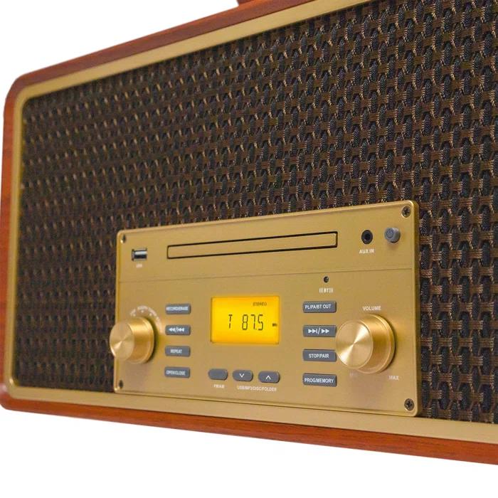 Victor 8-in-1 Wood Music Center with Bluetooth Vinyl Record Player