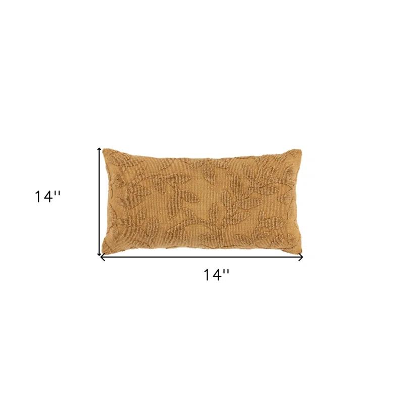 HomeRoots 14" X 26" Pumpkin Botanical Cotton Throw Pillow With Texture
