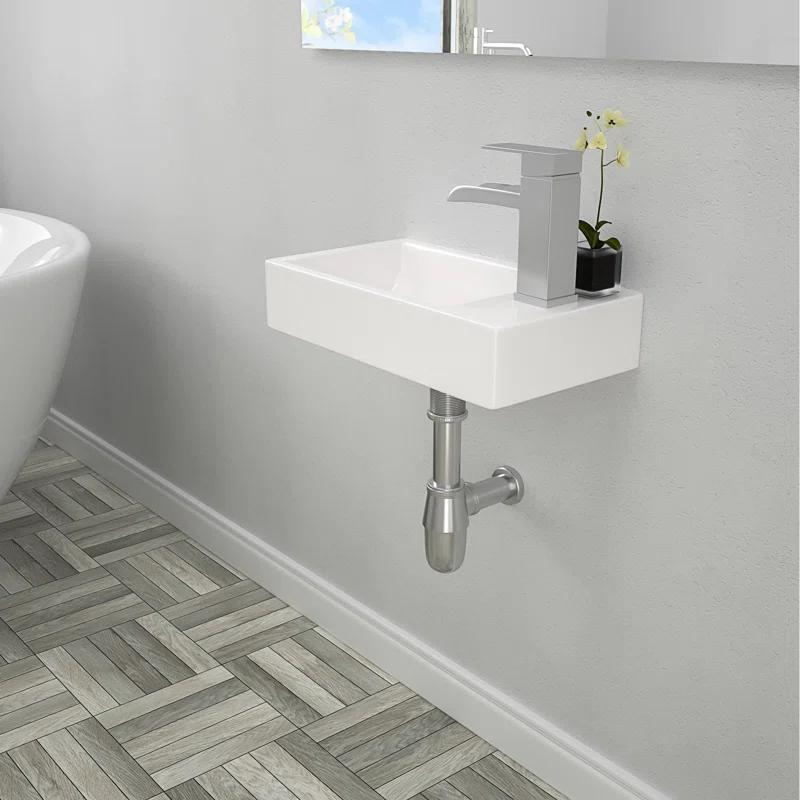 Lordear LGP1810-11 Lordear 10'' White Ceramic Rectangular Bathroom Sink