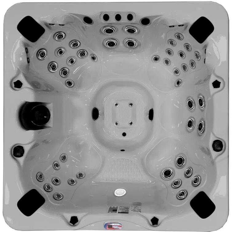 American Spas 7-Person 56-Jet Premium Bench Spa Standard Hot Tub With Sound System And LED Waterfall