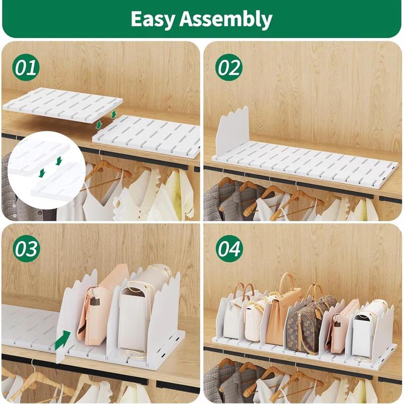 Rebrilliant Adjustable Shelf Divider for Closet, Closet Acrylic Handbag Separators Storage Organizer