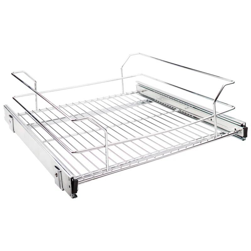Hardware Resources 14-3/8" Polished Chrome Pullout Basket for 15" Cabinet Opening