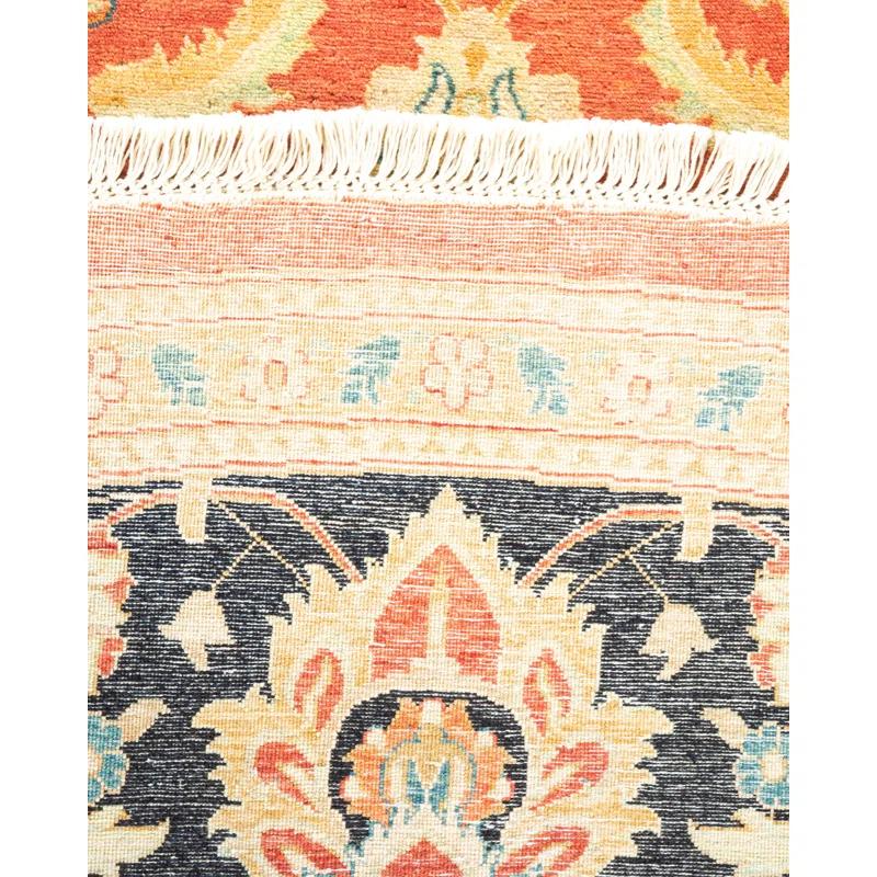 Isabelline Veeru One-of-a-Kind 9' 1" X 9' 1" 2010s Round Wool Area Rug in Orange