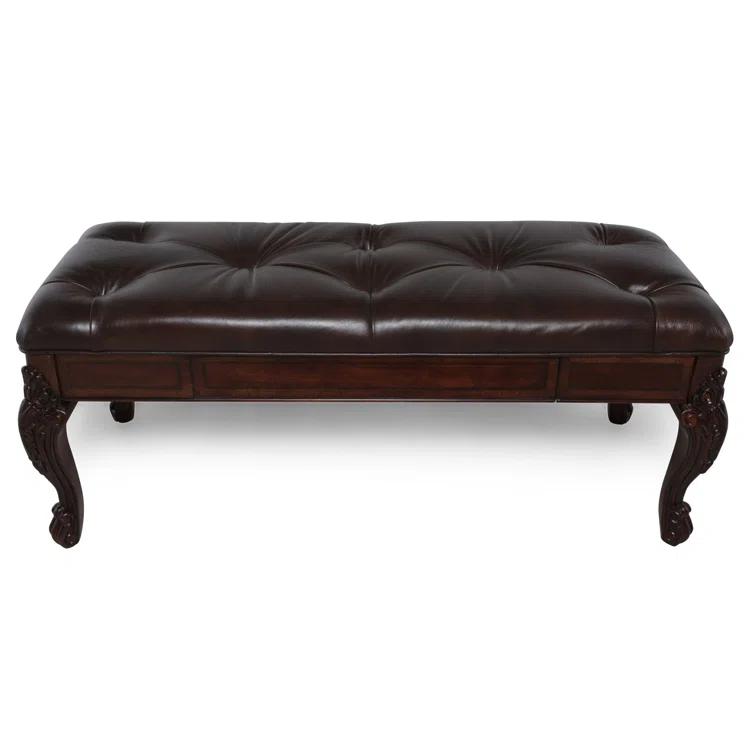 A.R.T. Old World Genuine Leather Upholstered Storage Bench