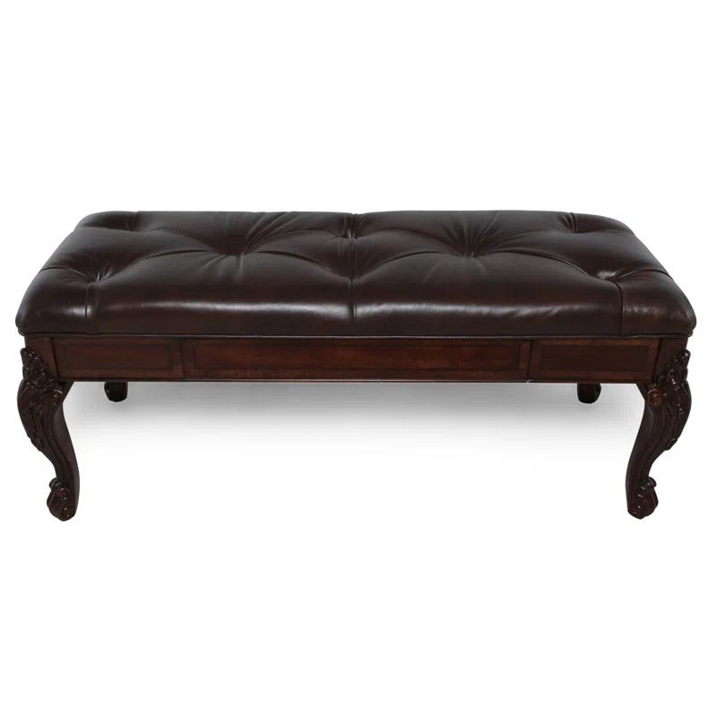 A.R.T. Old World Genuine Leather Upholstered Storage Bench