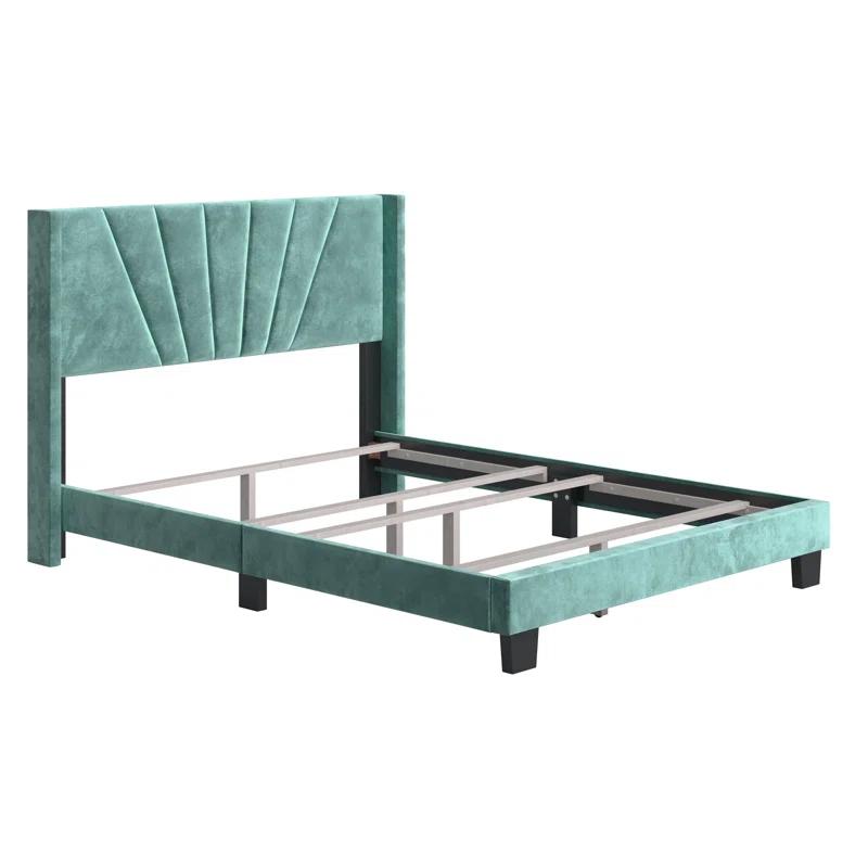 Boyd Sleep Valencia Velvet Upholstered Platform Bed Frame with Adjustable Height Headboard , Requires Box Spring-Boyd Sleep