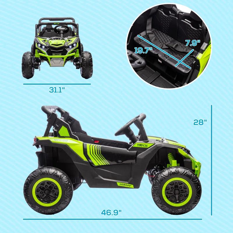 Qaba 24V 7AH Ride on Car, 2 Seater 4MPH Ride on UTV Battery Powered Toy Car