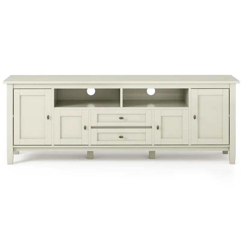 Simpli Home Warm Shaker 72"W Solid Wood TV Stand for TVs up to 80" with 4 Storage Cabinets and 2 Drawers