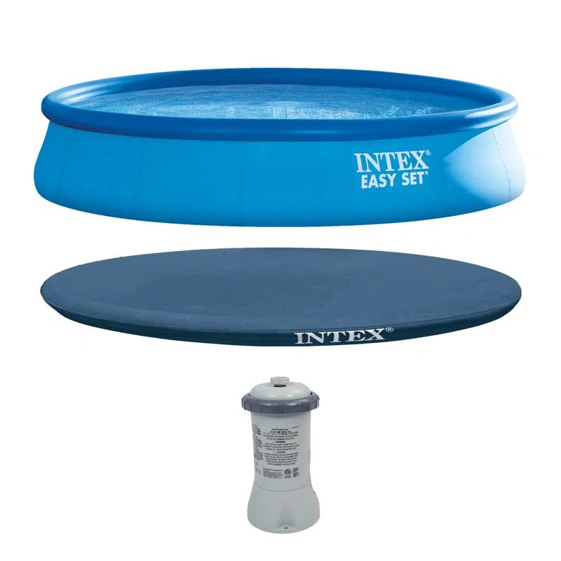 Intex Plastic Round Inflatable Pool 33'' H x 180'' W x 180'' L , with Pump Included