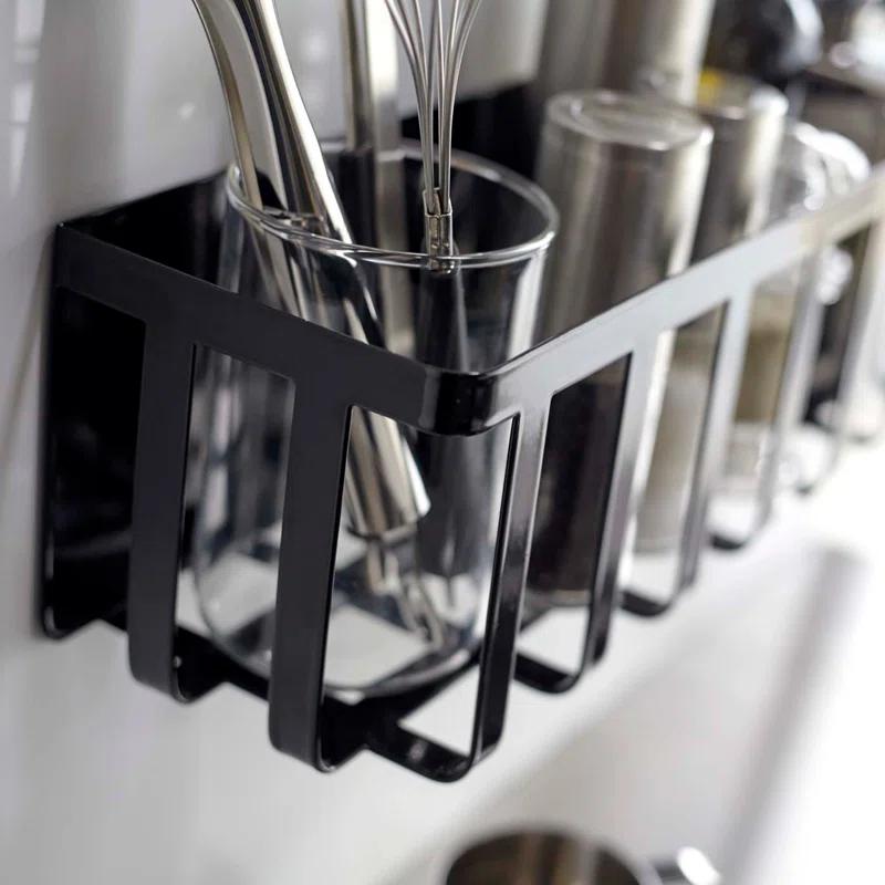 Yamazaki Home Yamazaki Home Magnet Kitchen Storage Basket - Utensil Wall Organizer, Steel, Sliding Divider