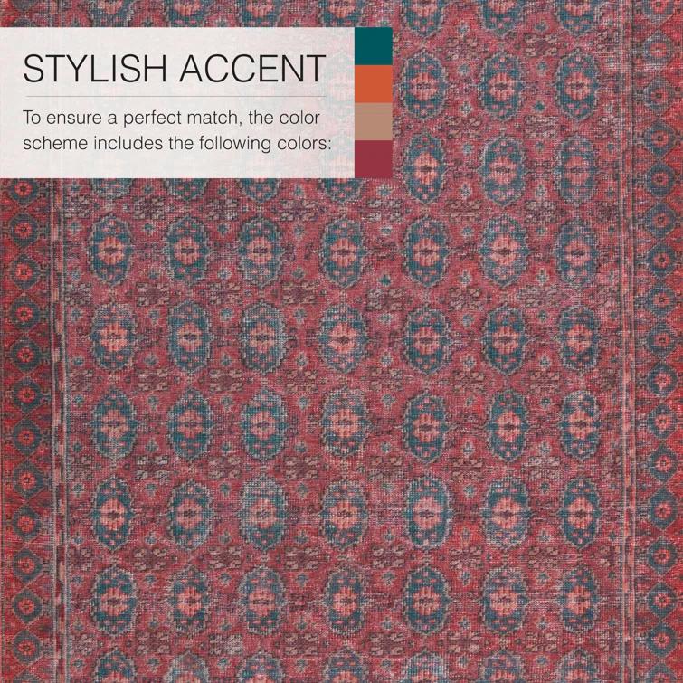 Kate Lester + Jaipur Living Machine Washable Kalinar Power Loom Performance Dark Red/Blue Rug & Reviews | Wayfair