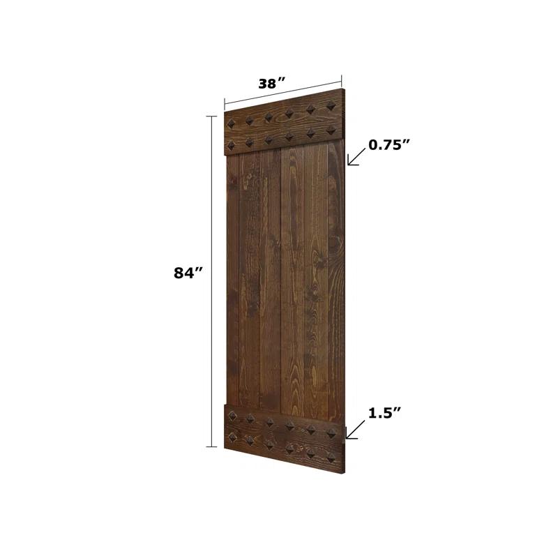 IsLife 84'' Solid Wood Paneled Low-Gloss with Installation Hardware Kit Barn Door (Set of 2)