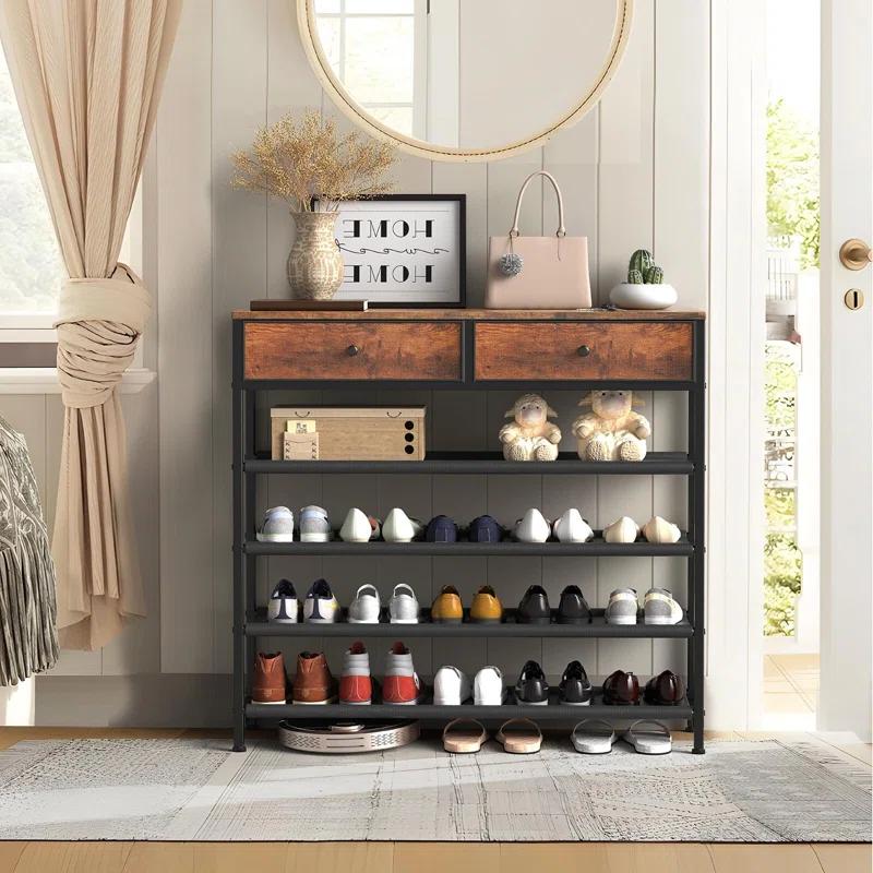 17 Stories 5 Tier Shoe Storage Organizer with 2 Drawers