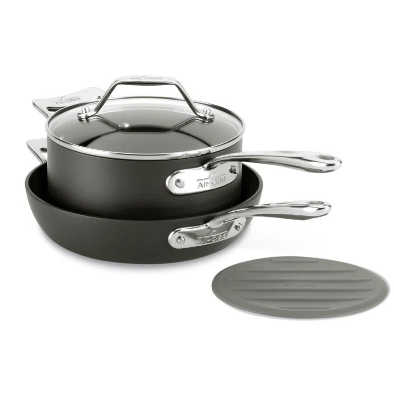 All-Clad All-Clad Essentials 4-Piece Non-Stick Skillet Set with Lids