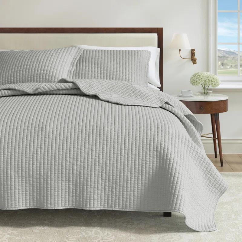 FreshFolds Modern & Contemporary Stripe Stitched Quilt Set with Shams
