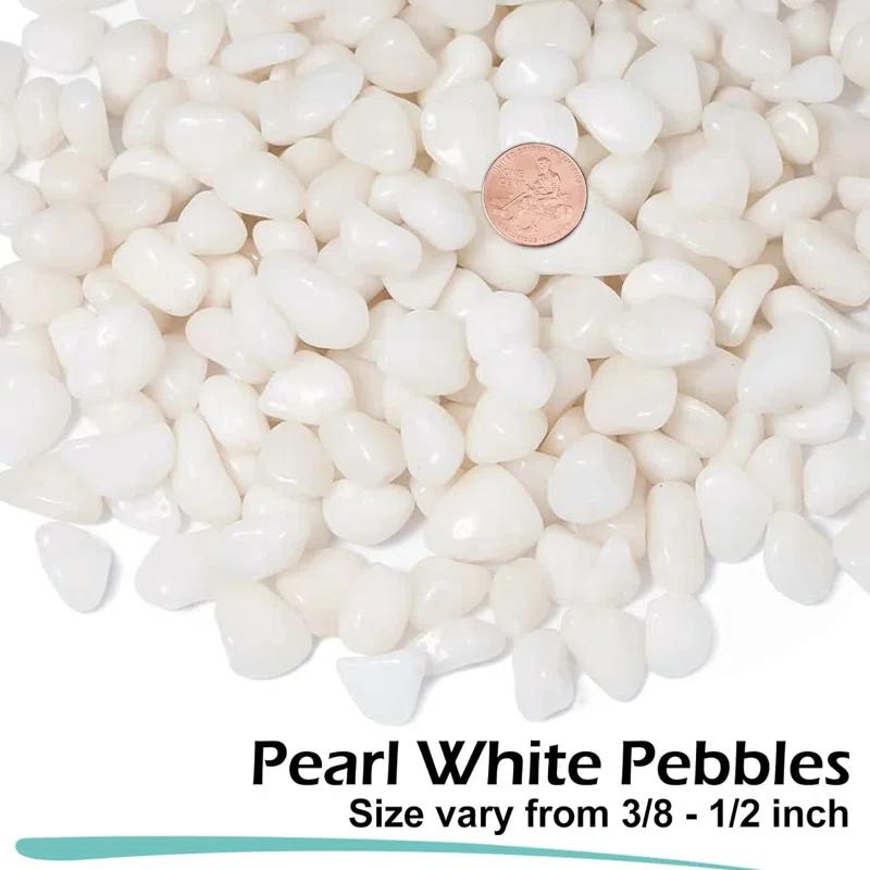 GASPRO 5lb Small White Decorative Rocks for Plants, Vases, Succulent, 3/8" Pebbles, High Polished