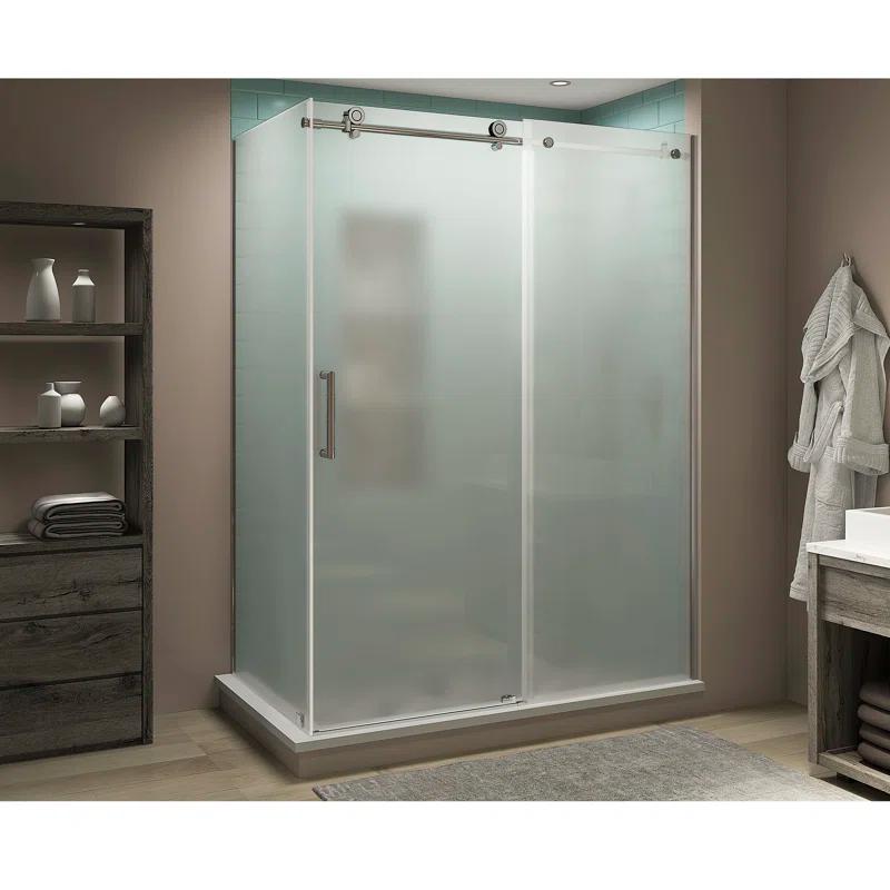 Aston SEN984FRUW.UC-CH-603080 Coraline XL 56" - 60" W x 30" D x 80" H Frameless Rectangle Sliding Shower Enclosure, Frosted Glass