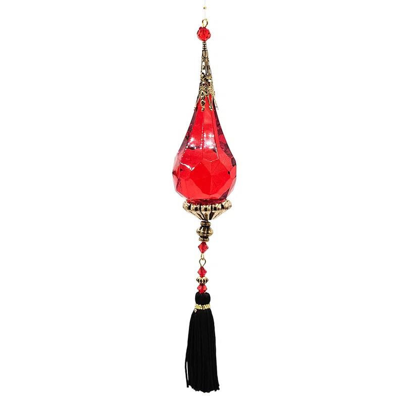 A&B Home 9" Long Acrylic Drop W/Polyester Tassel Hanging Ornaments - Set of 12 (Set of 12)