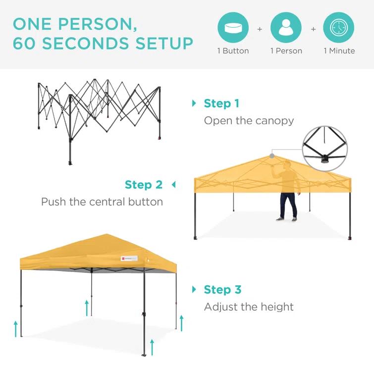 Best Choice Products Easy Setup Pop Up Canopy W/ 1-Button Setup, Wheeled Case, 4 Weight Bags & Reviews | Wayfair