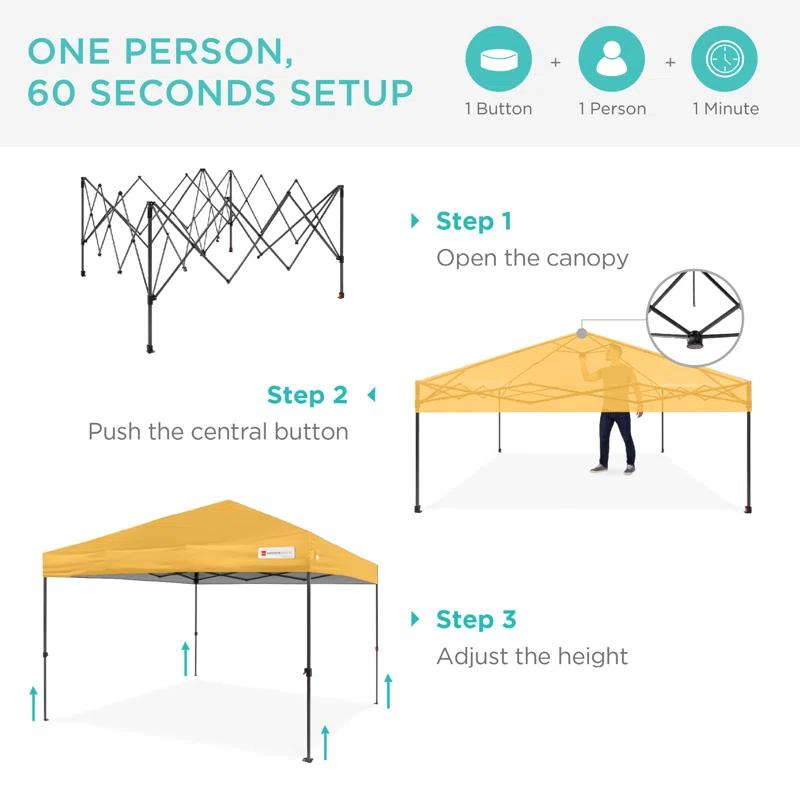 Best Choice Products Easy Setup Pop Up Canopy W/ 1-Button Setup, Wheeled Case, 4 Weight Bags & Reviews | Wayfair
