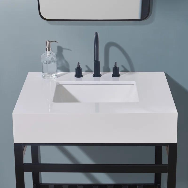 30" Single Bathroom Vanity Top in Snow White with Sink