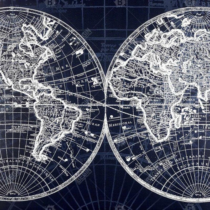 Begin Edition International Inc. " World Map Blue "