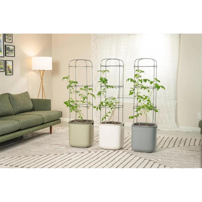 Vego Garden Mini Tomato Plastic Outdoor Pot Planter with Trellis