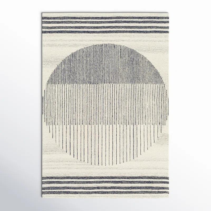 Uptown Geometric Hand Tufted Wool Area Rug in Beige/Black