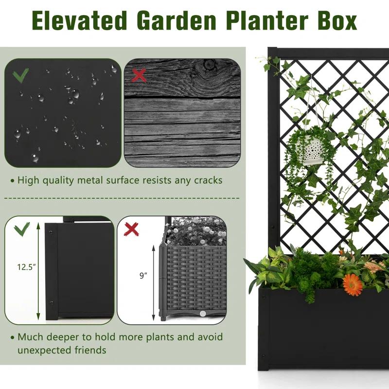 Shandia Metal Planter Box with Trellis