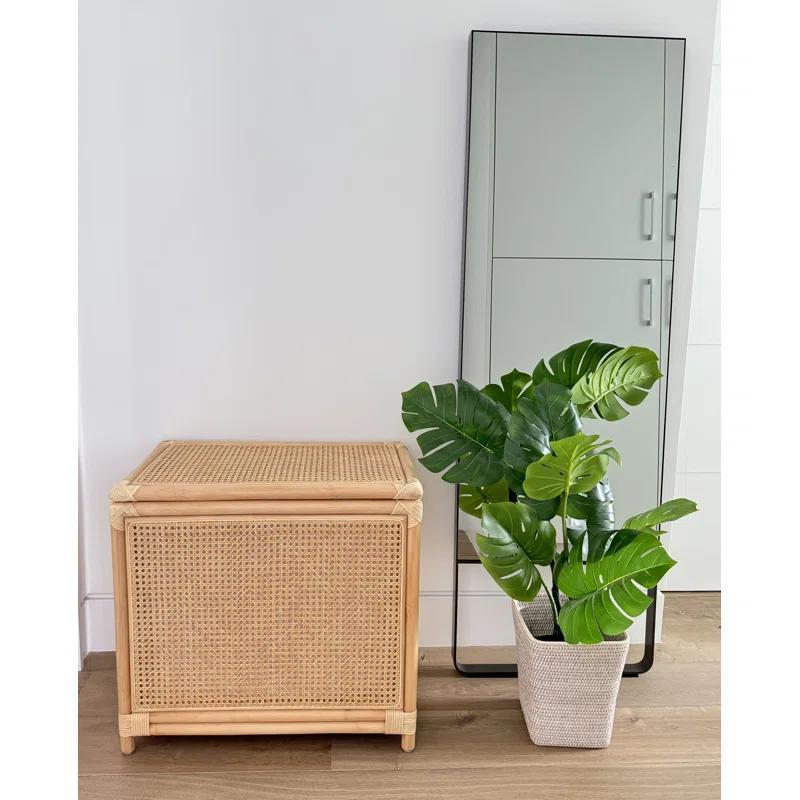 Kouboo Rectangular Rattan Cane Clothes Hamper and Laundry Basket with Removable Liner & Lid, 2 Loads