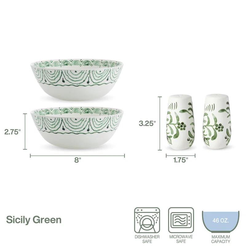 Fitz and Floyd Fitz And Floyd Green Sicily Serve Bowl/Salt & Pepper Set