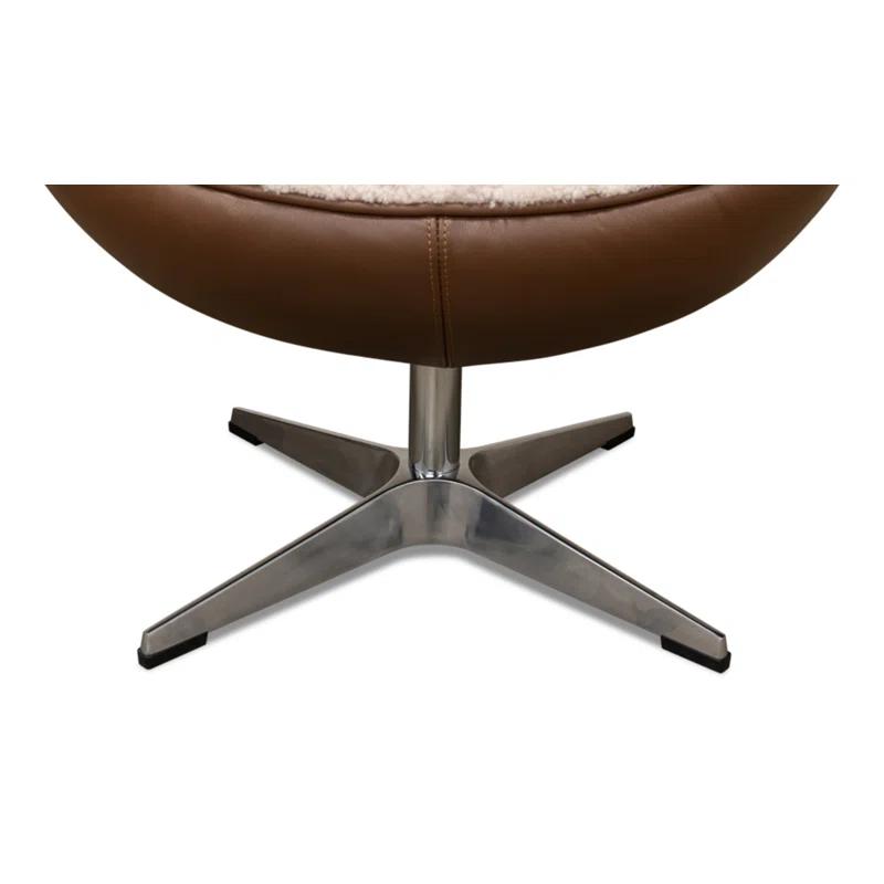 Sarreid Ltd Jacobean 34 inches Wide Top Grain Leather Balloon Chair | Wayfair