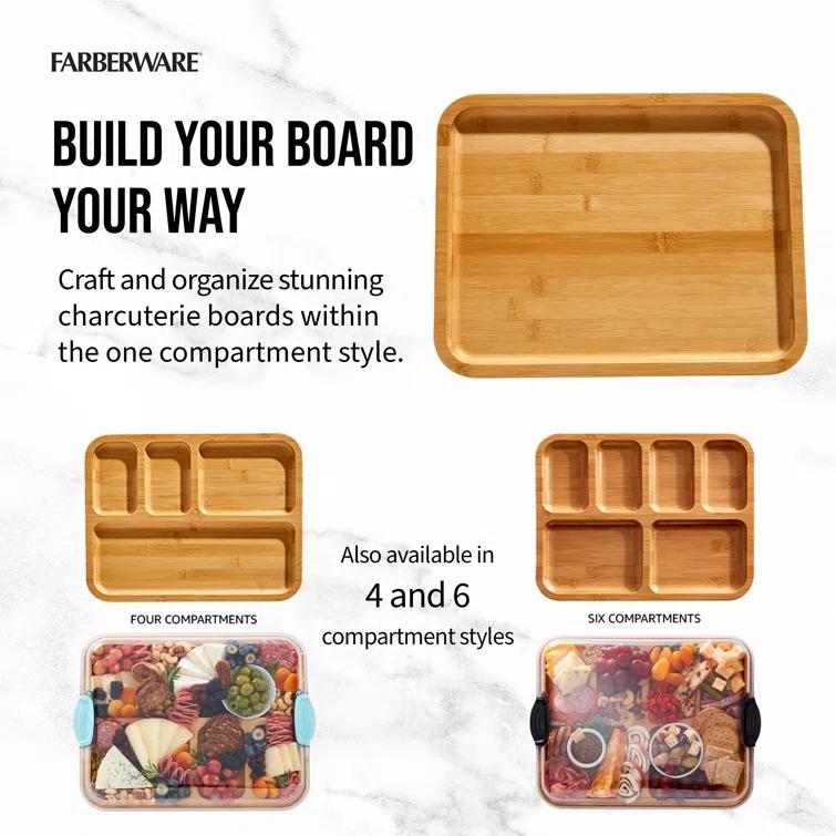 Farberware Farberware Build-A-Board 11 x 14 in. Bamboo Charcuterie Board With Locking Lid