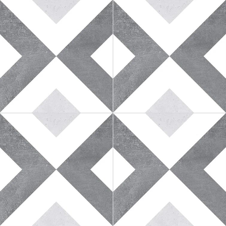 Andova Luv Ahava Grey 8-in Encaustic Matte Porcelain Wall & Floor Tile