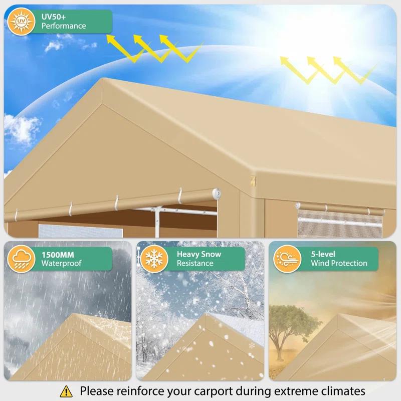 Cobizi Carport 10'x20' Heavy Duty Portable Garage, Upgraded Car Canopy