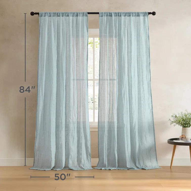 Solid Semi-Sheer Curtain Panels (Set of 2)