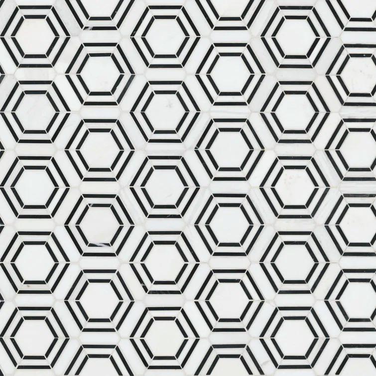 Bianco Dolomite 11" x 13" Polished Marble Mesh-Mounted Mosaic Sheet Tile