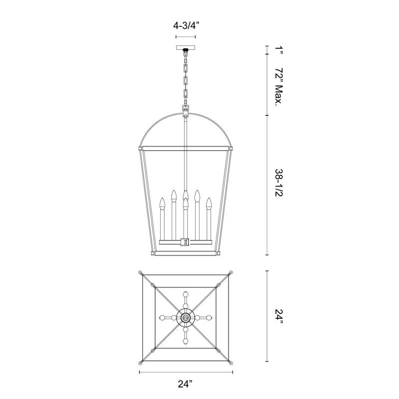 Alora Lighting Manor 8 - Light Lantern Square / Rectangle Chandelier
