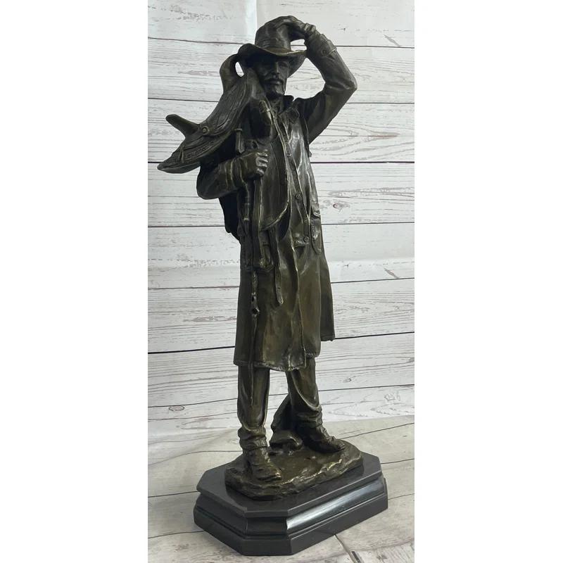 Canora Grey Tashiana Country Western Cowboy Hauling Saddle Bronze Sculpture Statue Art Decor