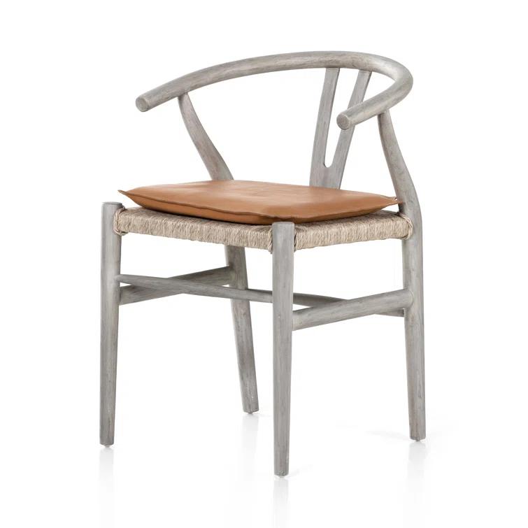 Ivory Natural Wood Wishbone Arm Chair