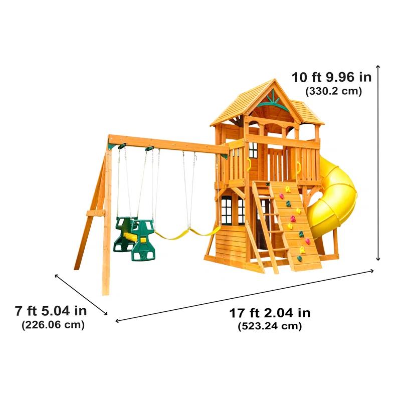 KidKraft KidKraft Boulder Station Wooden Swing Set / Playset with Tube Slide