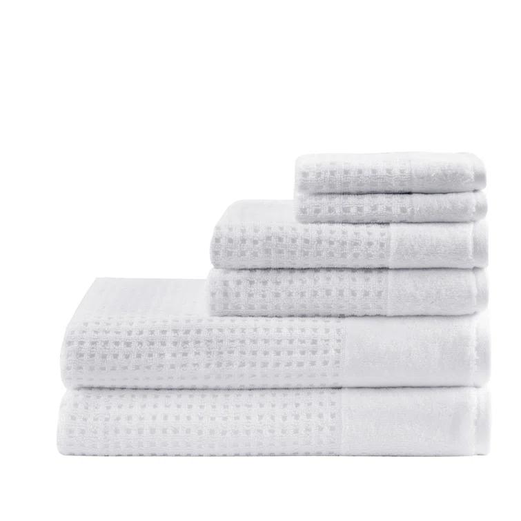 Madison Park Spa Waffle Cotton Jacquard Antimicrobial Bath Towel 6 Piece Set