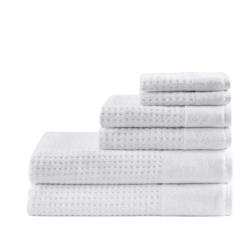 Madison Park Spa Waffle Cotton Jacquard Antimicrobial Bath Towel 6 Piece Set