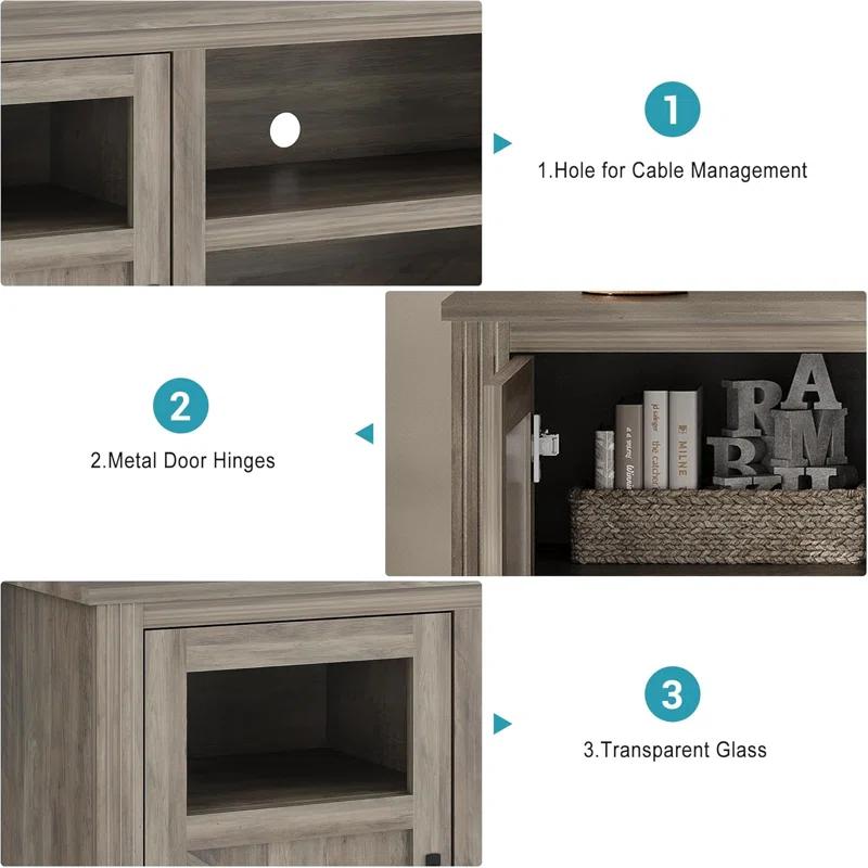 Wrought Studio™ Farmhouse TV Stand With LED Lights, Entertainment Center For 65/60/55 Inches Televisions