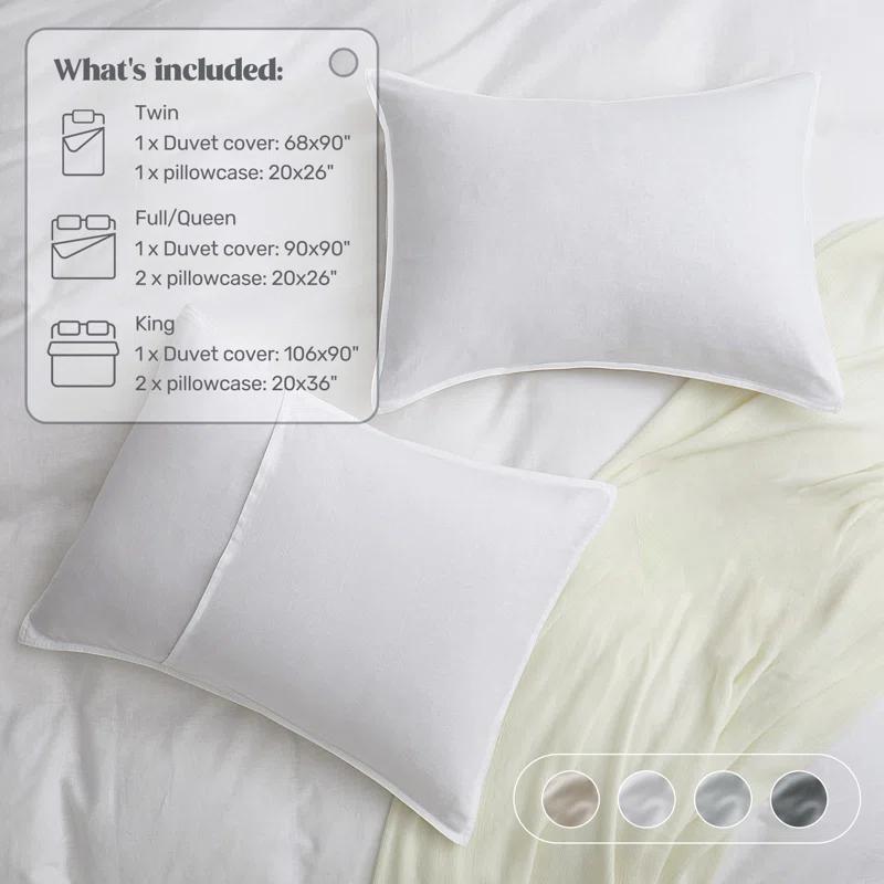 Peace Nest Linen and Cotton Duvet Cover with Pillowcase
