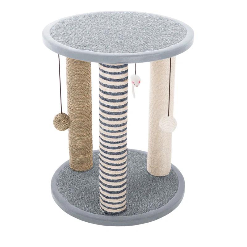 Cat Scratching Post - 3 Scratcher Posts with Carpeted Scratch Pad Base and Perch - Furniture Scratching Deterrent for Indoor Cats by PETMAKER