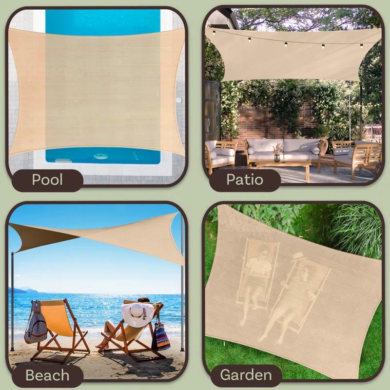 Pure Garden Sun Shade Canopy - 10x13ft Curved Rectangle Sun Shade Sail with UV Protection - Sun Shades Outdoor Patio or Pool Canopy - Sunshades for Patio, Yard, Deck or Outdoor Activities by Pure Garden