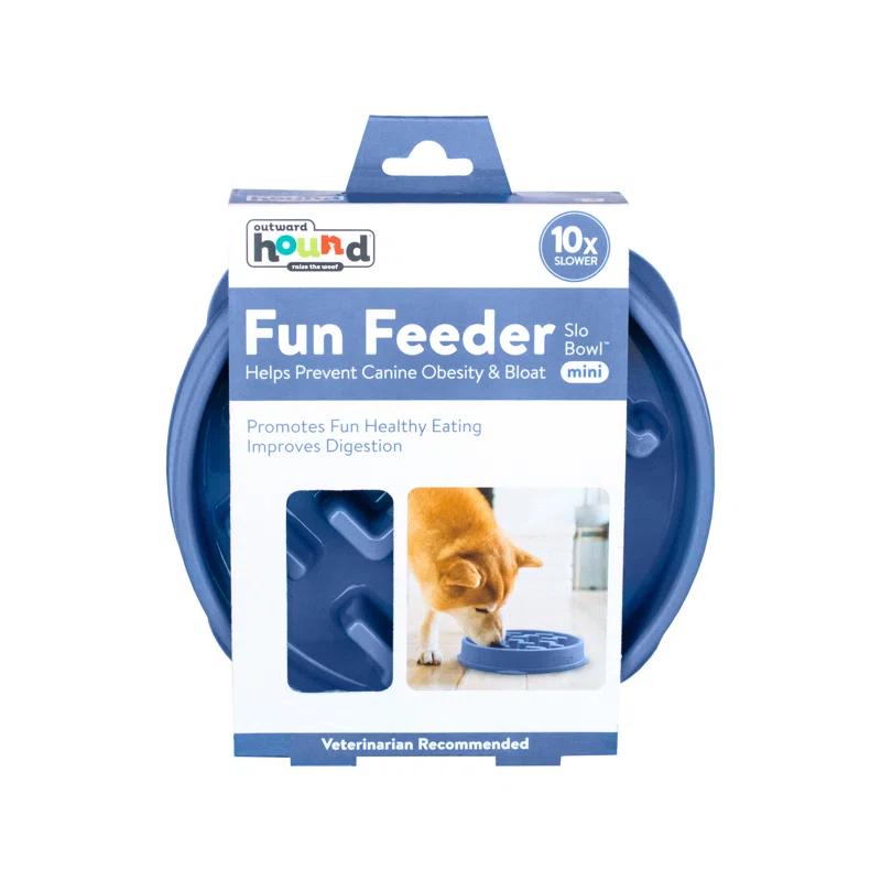 Outward Hound Outward Hound Fun Feeder Slow Bowl, Slow Feeder Dog Bowl, Blue