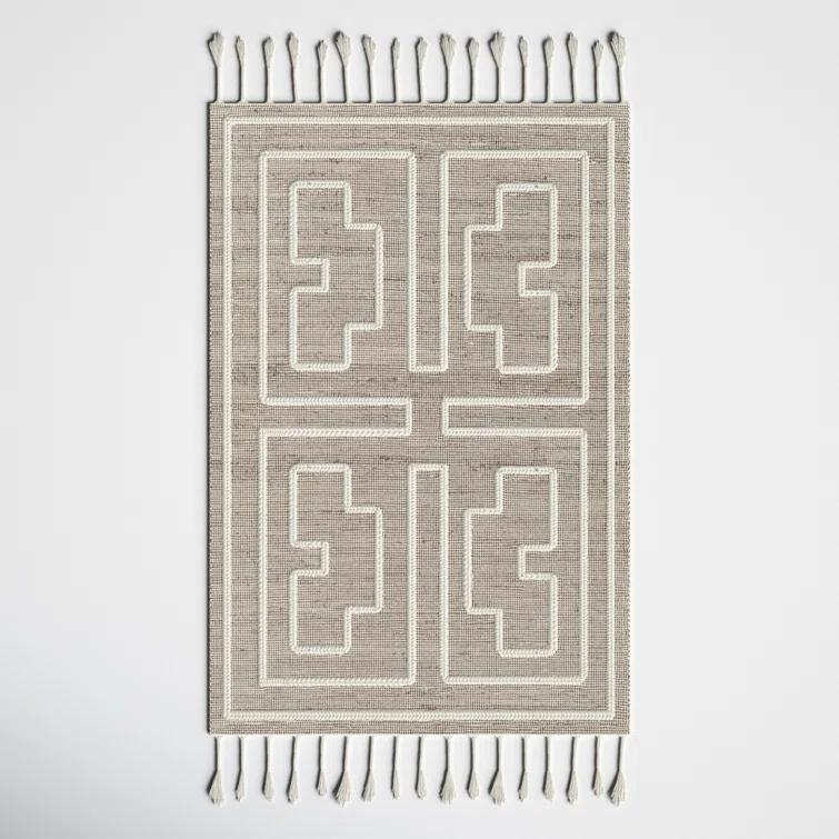 Rodriguez Handmade Flatweave Gray/White Area Rug