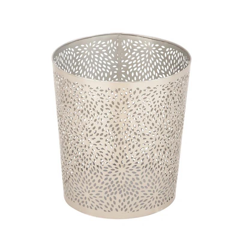 CosmoLiving by Cosmopolitan Modern Perforated Design Round Metal Waste Basket